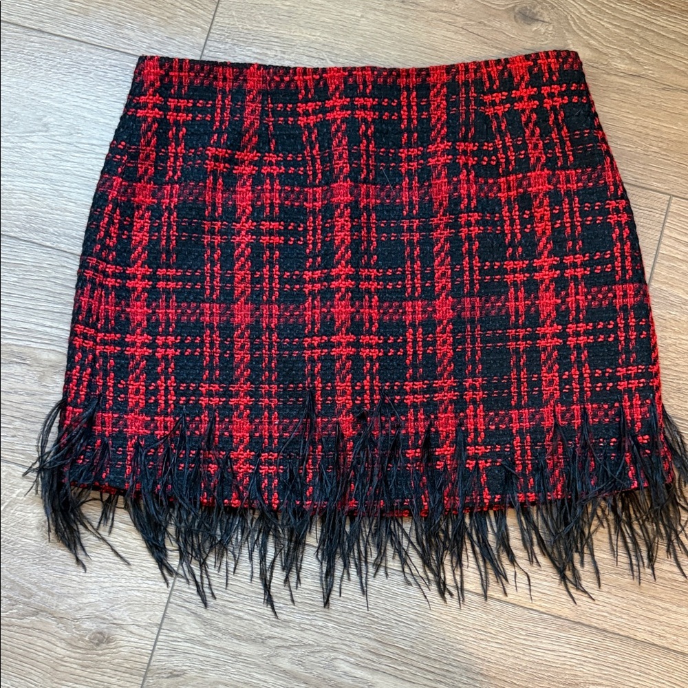 ANTONIO MELANI Red and Black Plaid Skirt